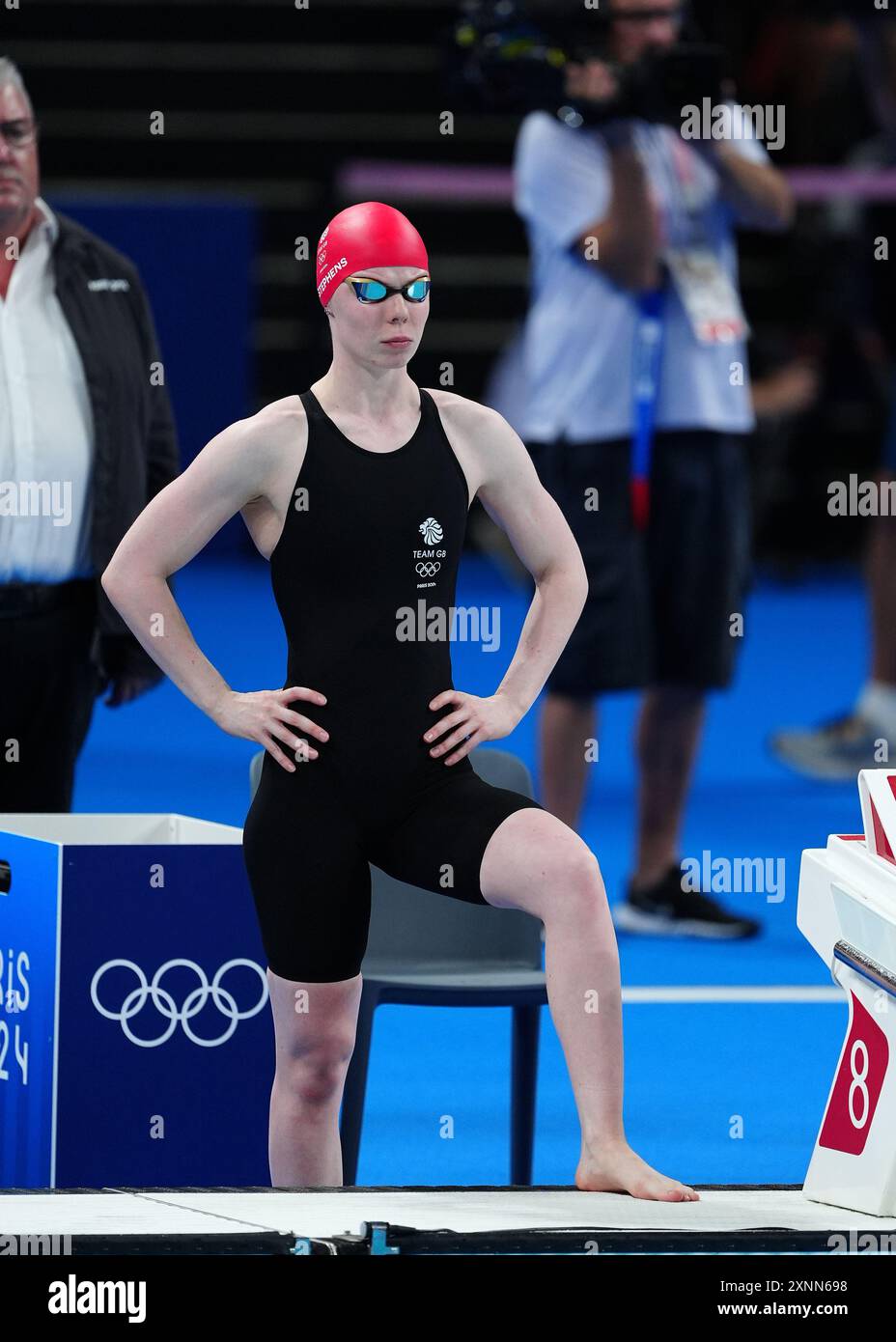 La Grande-Bretagne Laura Stephens avant la finale du 200m papillon féminin à l’Arena de la Défense à Paris, le sixième jour des Jeux Olympiques de Paris 2024 en France. Date de la photo : jeudi 1er août 2024. Banque D'Images
