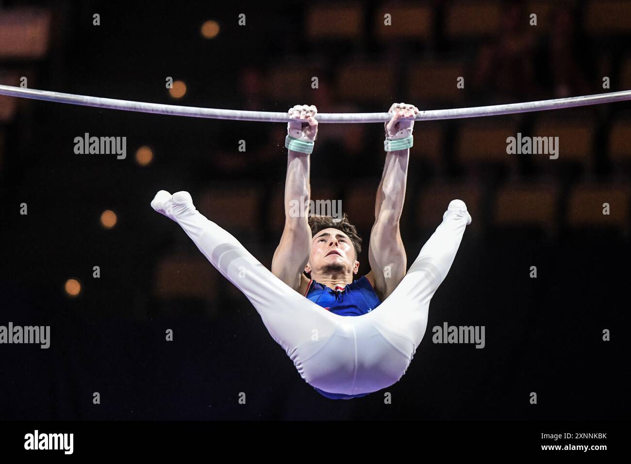 Leo Saladino (France), barre horizontale. Championnats d'Europe Munich 2022 : gymnastique artistique Banque D'Images