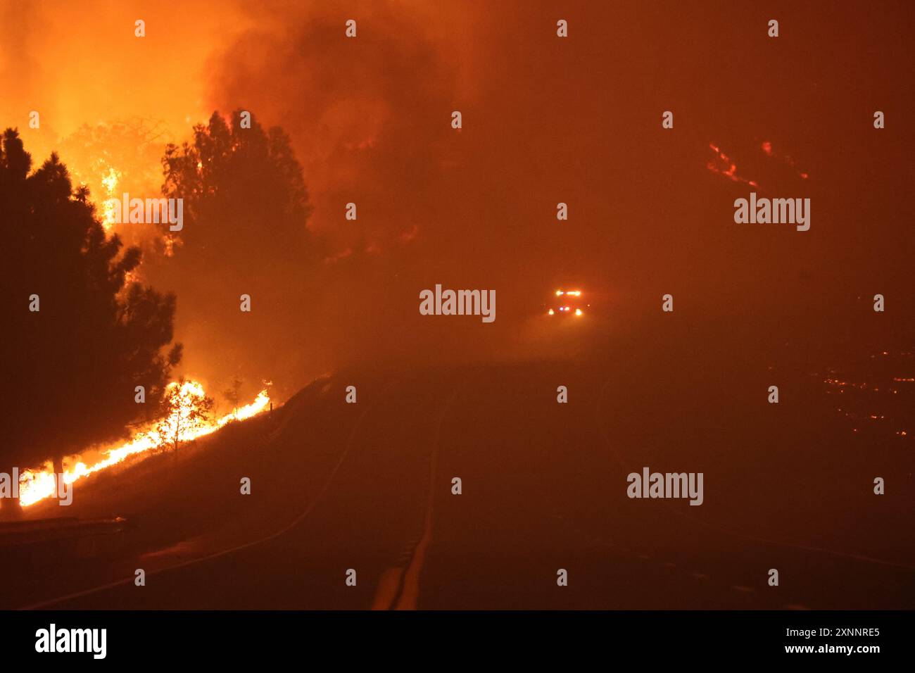 Chico, Californie, États-Unis. 1er août 2024. Les pompiers continuent de combattre l'incendie du parc à l'extérieur de Chico, dans les comtés de Butte et Tehama en Californie du Nord. Le Park Fire a maintenant brûlé plus de 392 480 acres, ce qui en fait le cinquième plus grand feu de forêt de l'histoire de la Californie. (Crédit image : © Cal Fire/Wildfire image) USAGE ÉDITORIAL SEULEMENT! Banque D'Images