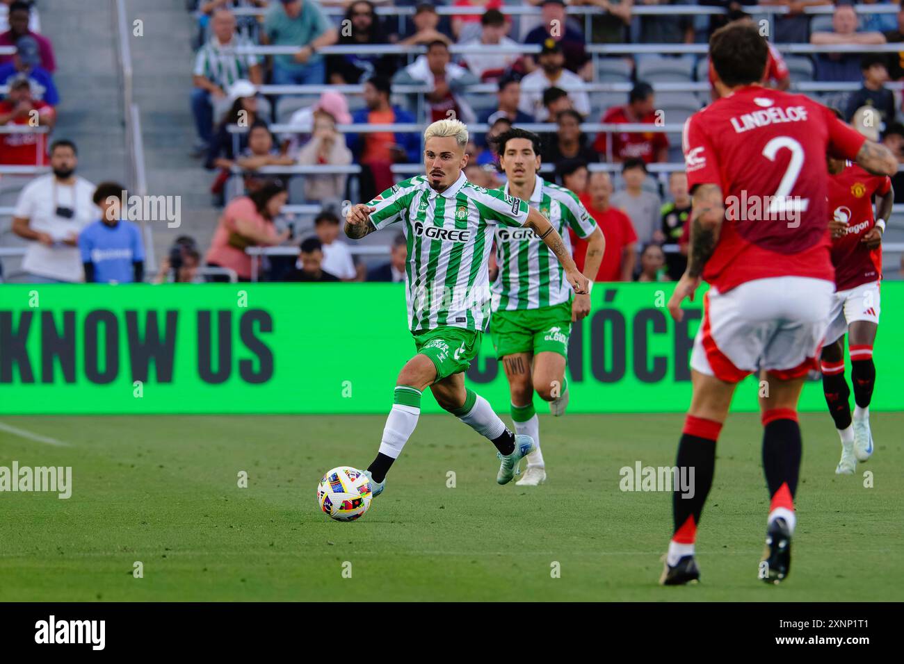 San Diego, Californie, États-Unis. 31 juillet 2024. Le milieu de terrain du Real Betis Rodri Sanchez (17 ans) lors d'un match international entre Manchester United et le Real Betis au Snapdragon Stadium de San Diego, en Californie. Justin Fine/CSM/Alamy Live News Banque D'Images