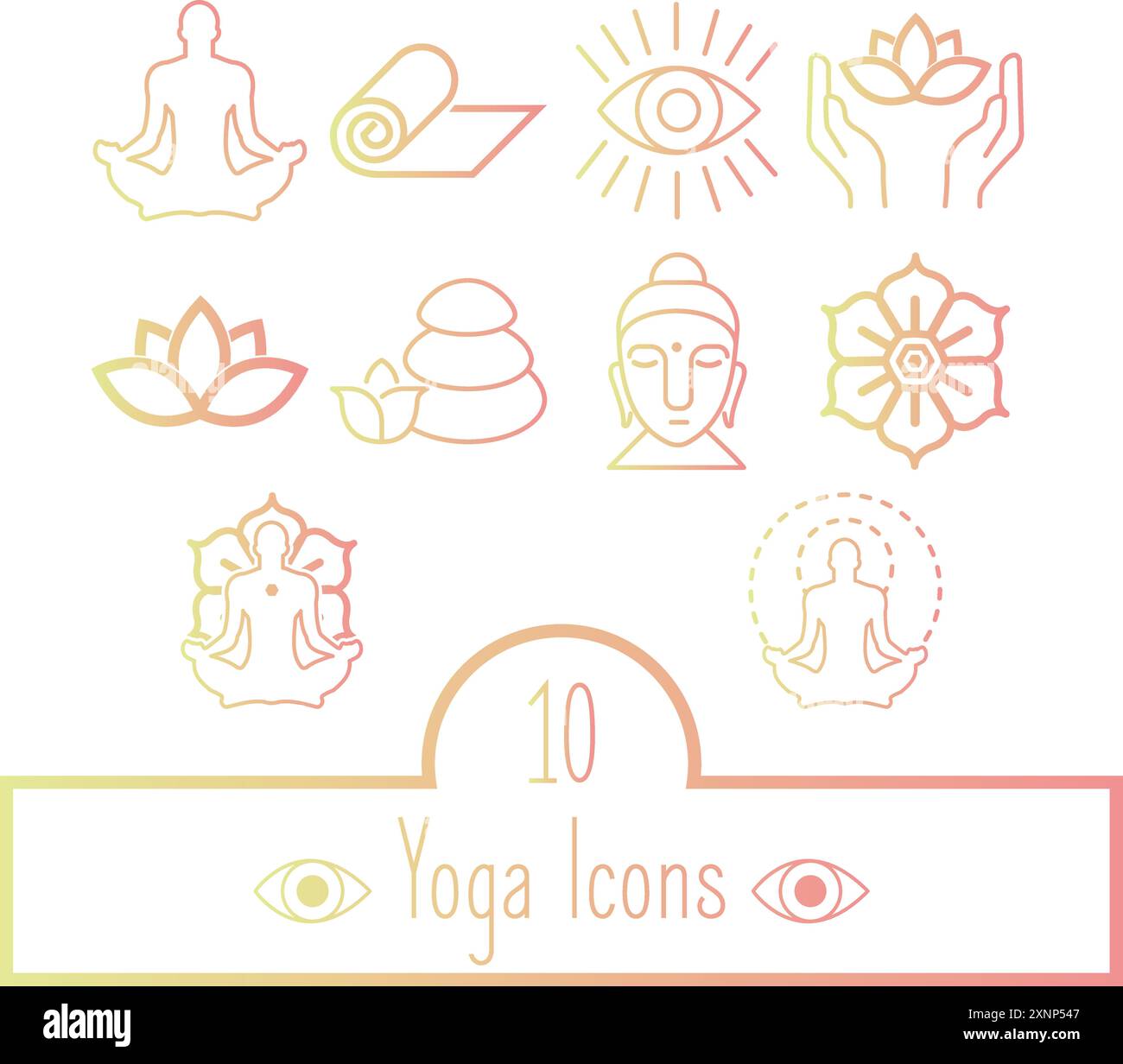 Ensemble de vecteur d'icônes de yoga Illustration de Vecteur