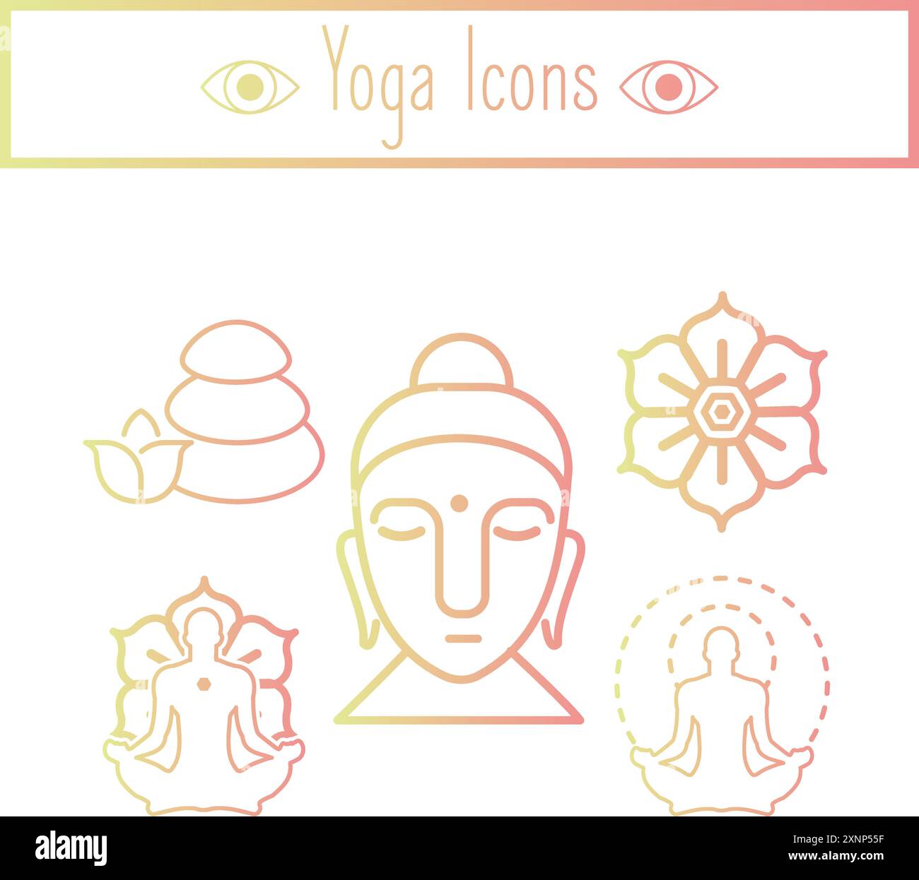 Ensemble de vecteur d'icônes de yoga Illustration de Vecteur