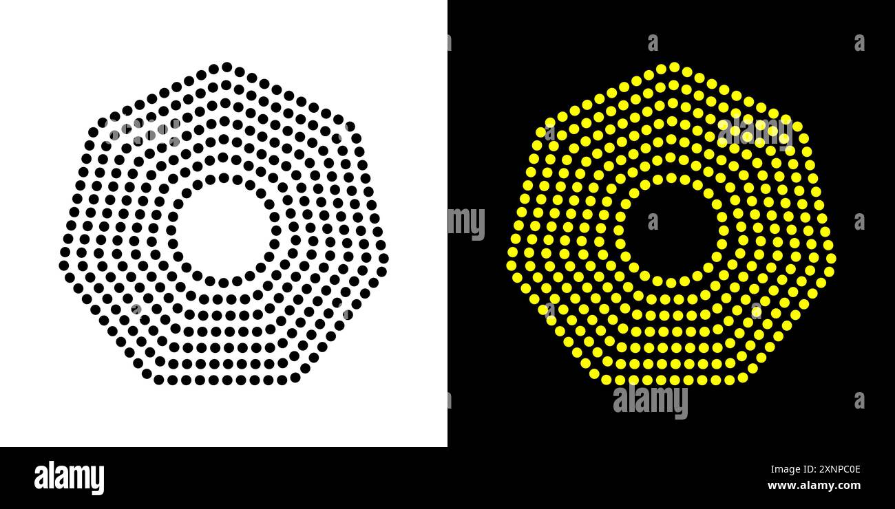 Figure octogonale en pointillés géométriques. Symbole géométrique heptagone. Contour modifiable. Illustration de Vecteur
