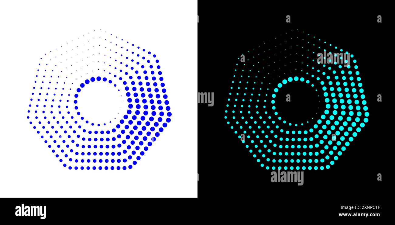Figure octogonale en pointillés géométriques. Symbole géométrique heptagone. Contour modifiable. Illustration de Vecteur