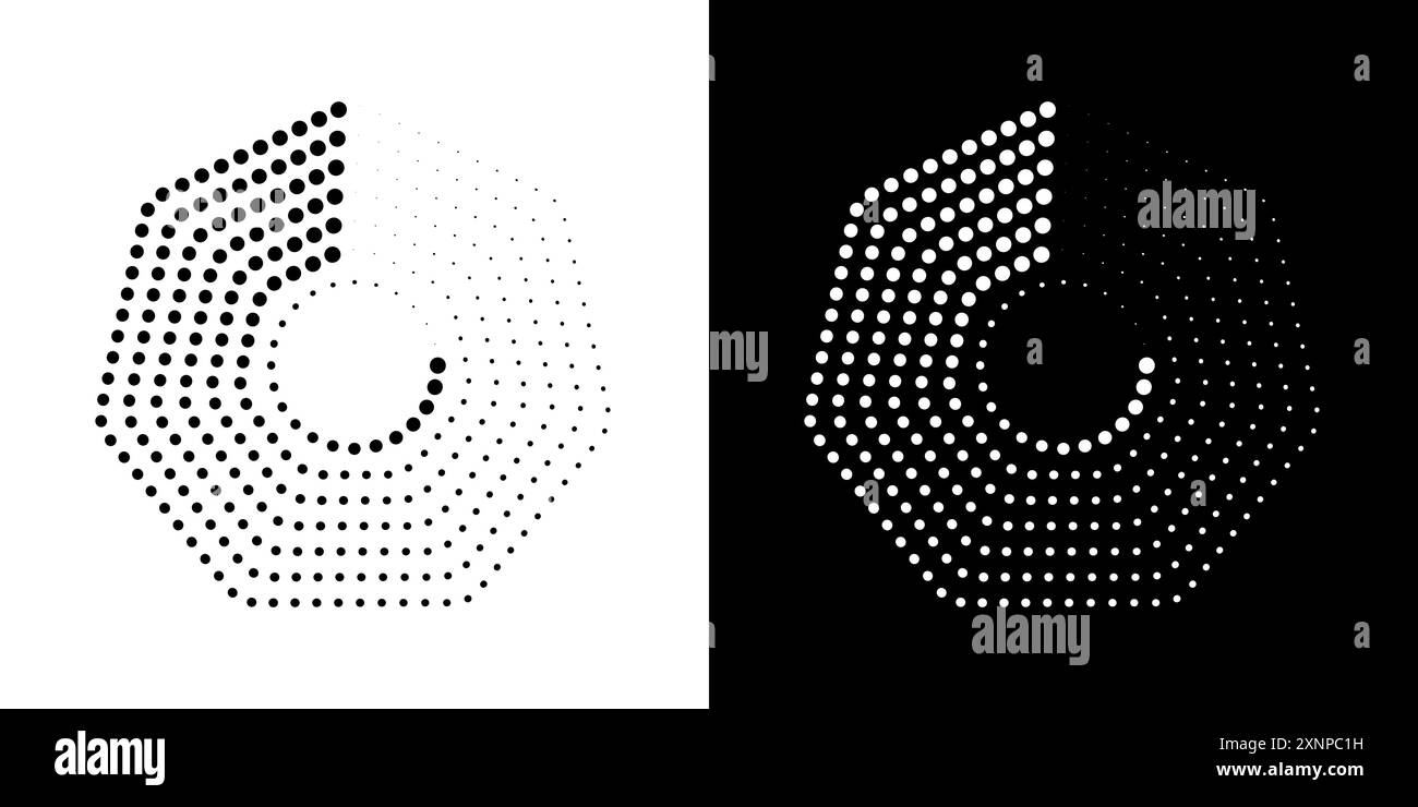 Figure octogonale en pointillés géométriques. Symbole géométrique heptagone. Contour modifiable. Illustration de Vecteur
