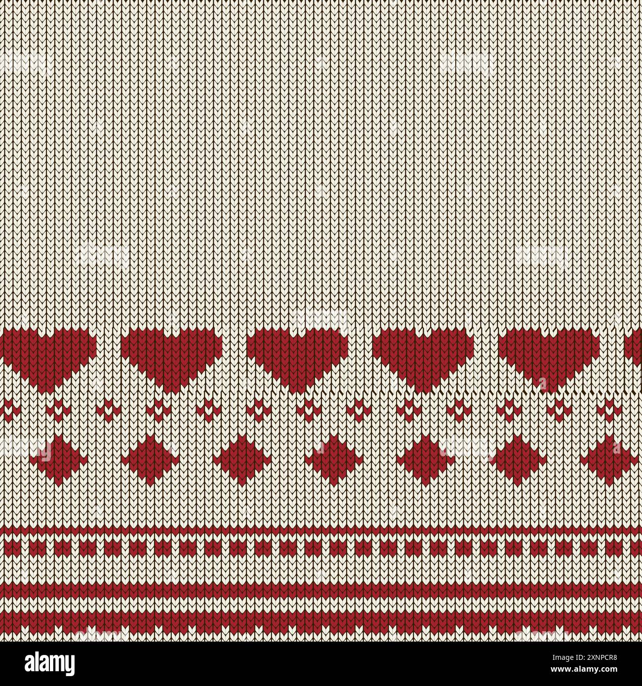 Motif tricoté coeur rouge pour valentine concept. Motif chandail festif. Motif tricoté sans couture, vêtements de pull Fairisle blanc et bleu texture Vect Illustration de Vecteur