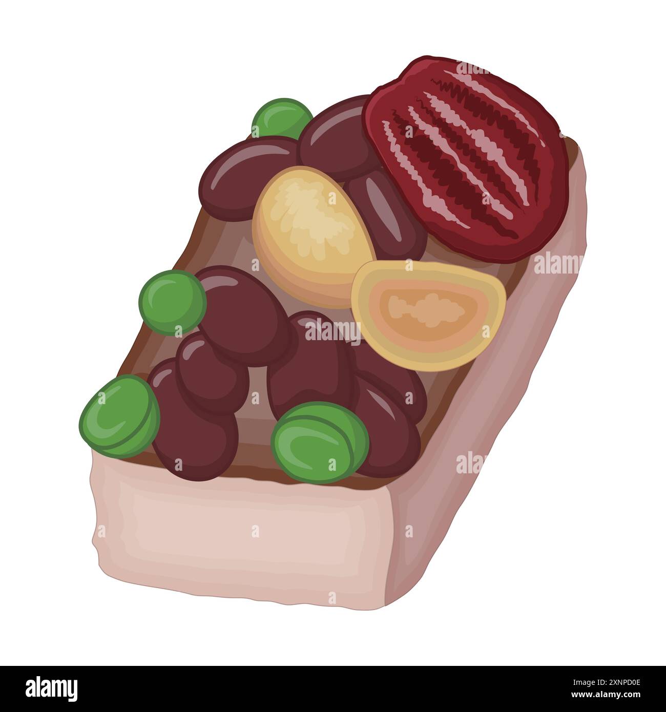 'Yeongyang-chaltteok', une collation coréenne traditionnelle avec différentes garnitures Illustration de Vecteur