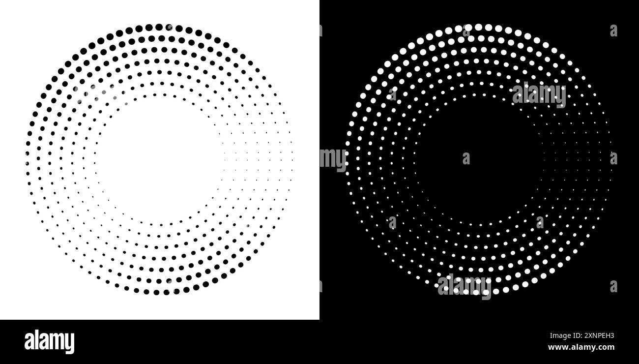 Forme géométrique de cercle abstrait pointillé. Cercle rond en forme d'anneau concentrique. Illustration de Vecteur