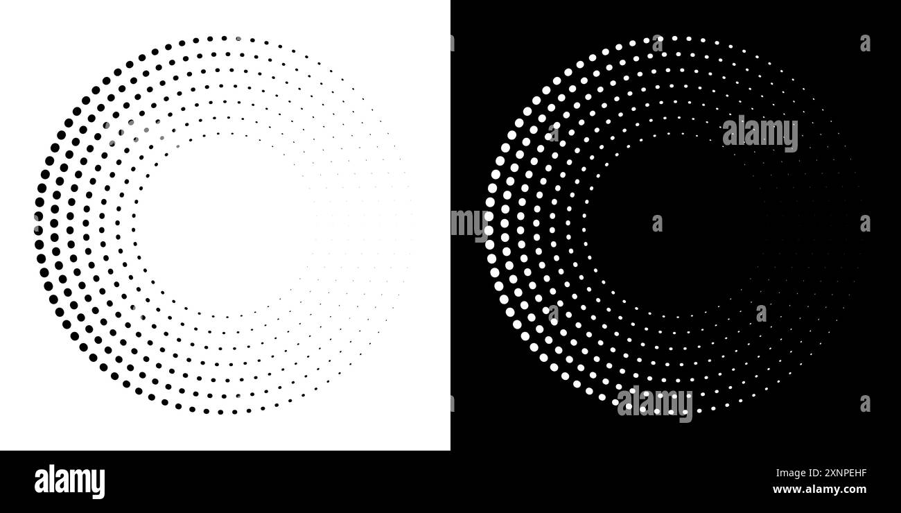 Forme géométrique de cercle abstrait pointillé. Cercle rond en forme d'anneau concentrique. Illustration de Vecteur