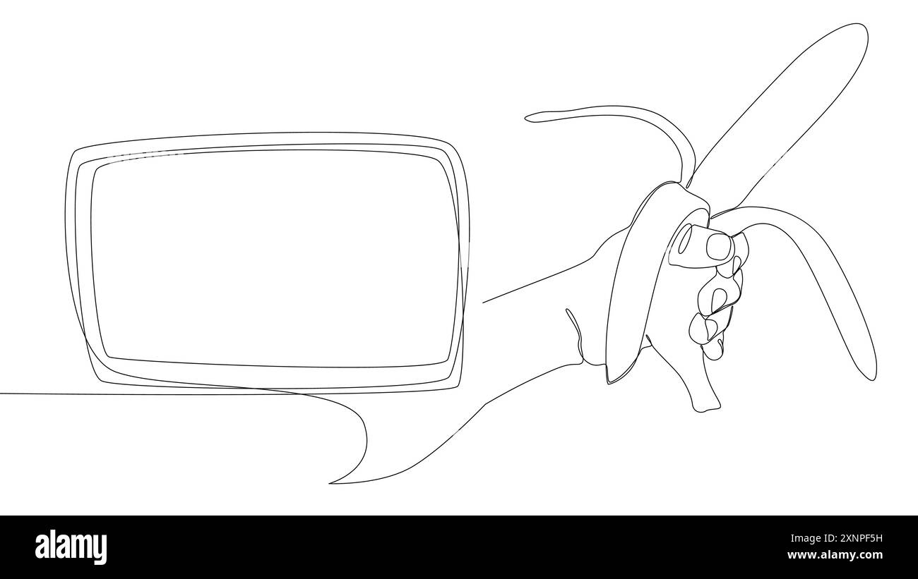 Une ligne continue de bulle de parole avec Banana. Concept vectoriel d'illustration de ligne mince. Contour Drawing idées créatives. Illustration de Vecteur