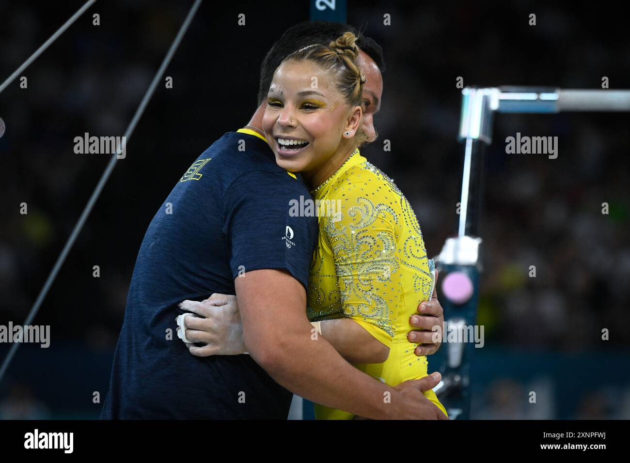 Flavia Saraiva ( SOUTIEN-GORGE ) bars inégaux, gymnastique artistique, finale polyvalente féminine&#39;s pendant les Jeux Olympiques de Paris 2024 le 1er août 2024 à Bercy Arena à Paris, France crédit : Agence photo indépendante/Alamy Live News Banque D'Images