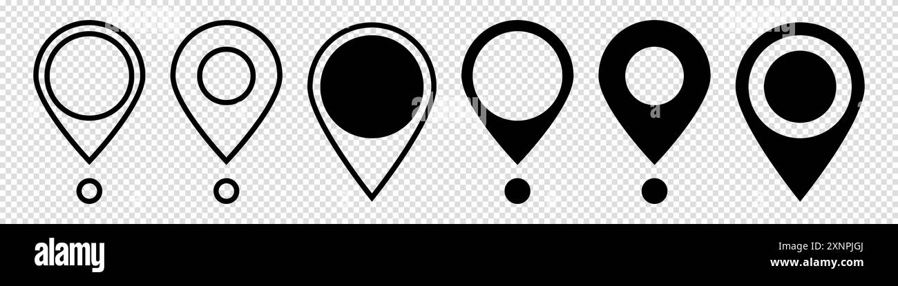 Ensemble d'icônes d'épingles d'emplacement. Marqueur GPS. Illustration vectorielle. Illustration de Vecteur