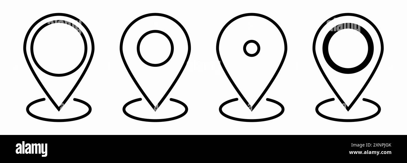 Ensemble d'icônes d'épingles d'emplacement. Marqueur GPS. Illustration vectorielle. Illustration de Vecteur