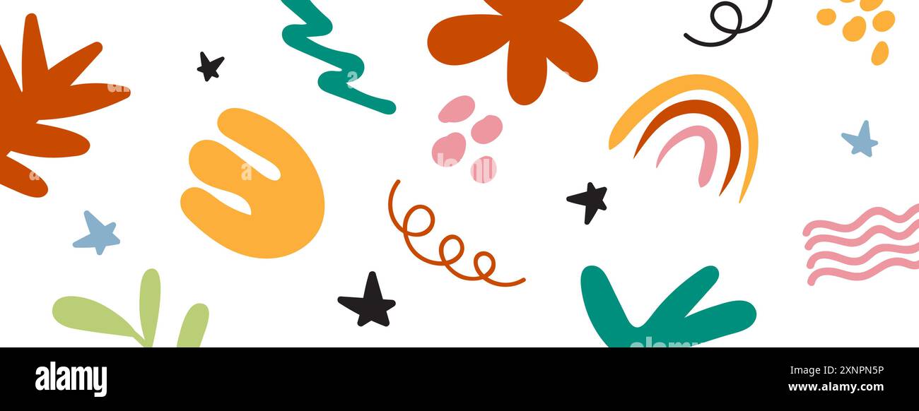 Abstrait forme mignonne doodle amusant fond dessiné à la main. Illustration amusante pour la conception de motif d'enfants. Illustration de Vecteur