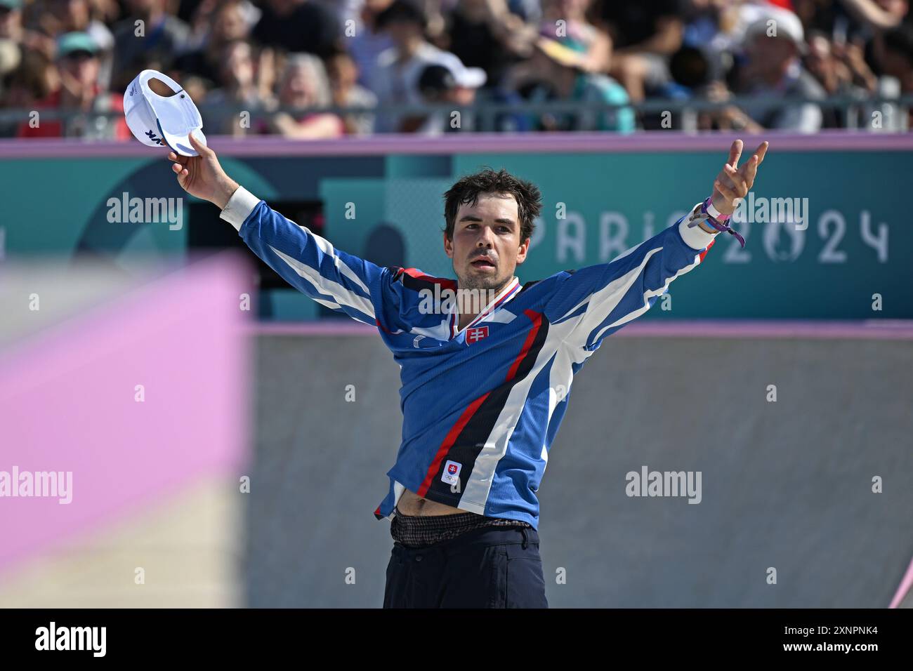 Paris, France. Crédit : MATSUO. 29 juillet 2024. Tury Richard (SVK) Skateboard : finale de rue masculine lors des Jeux Olympiques de Paris 2024 à la Concorde à Paris, France. Crédit : MATSUO . K/AFLO SPORT/Alamy Live News Banque D'Images