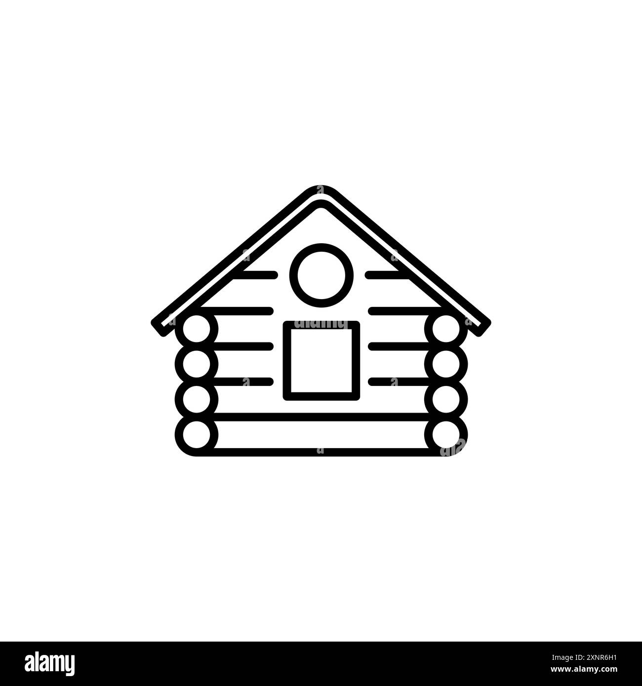 Maison en bois en rondins, icône linéaire. Ligne avec contour modifiable Illustration de Vecteur