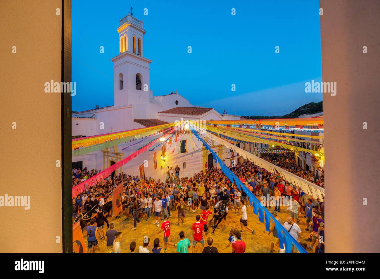 Danse traditionnelle avec des chevaux, 'Jaleo', originaire du 14ème siècle, fêtes de Sant Bartomeu, Ferreries, Minorque, îles Baléares, Espagne Banque D'Images