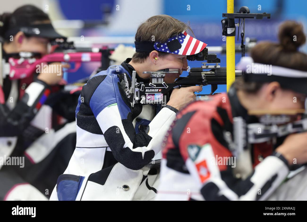 Chateauroux, France. 2 août 2024. Sagen Maddalena, des États-Unis, participe à la finale de tir féminine de 50 m au fusil 3 positions aux Jeux Olympiques de Paris 2024 à Châteauroux, France, le 2 août 2024. Crédit : Zhao Dingzhe/Xinhua/Alamy Live News Banque D'Images