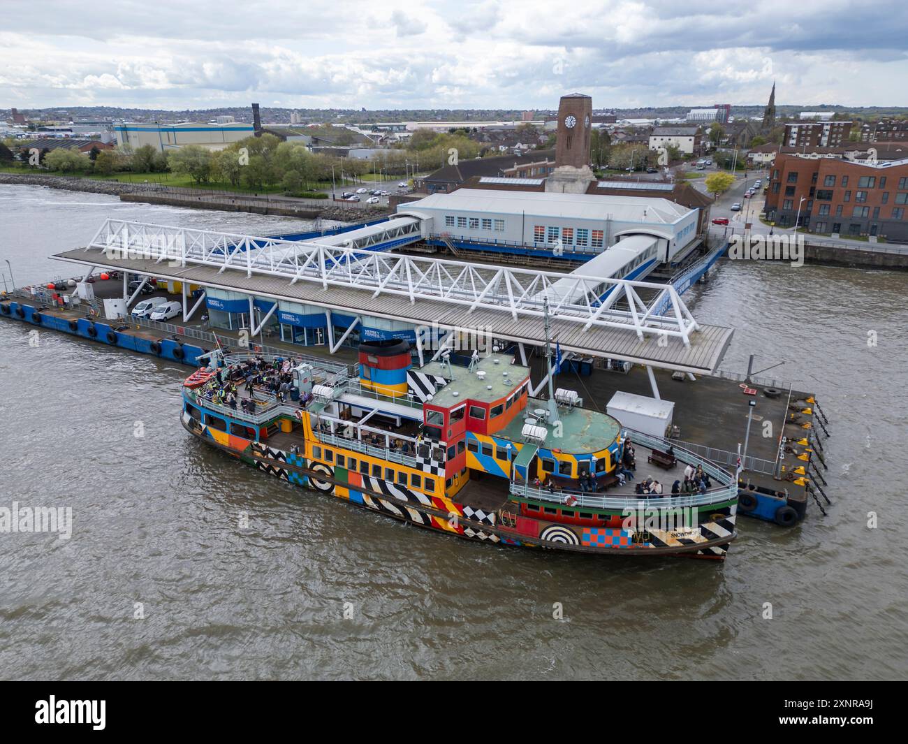 Mersey ferry accosté à Seacombe, Birkenhead, Wirral, Angleterre Banque D'Images