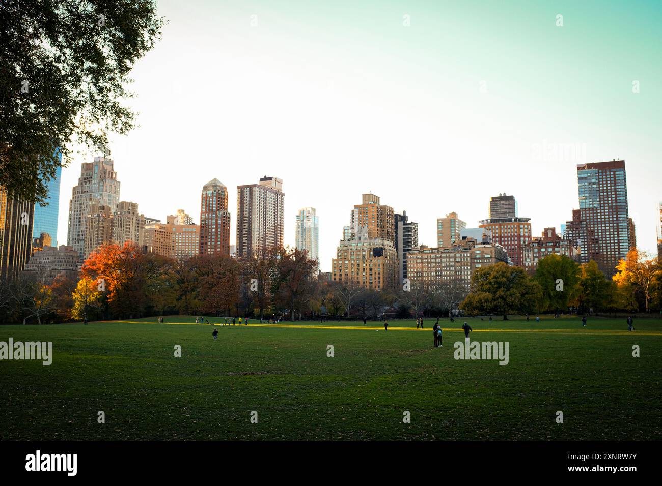 Les gens apprécient Sheep's Meadow à Central Park New York pendant l'automne Banque D'Images