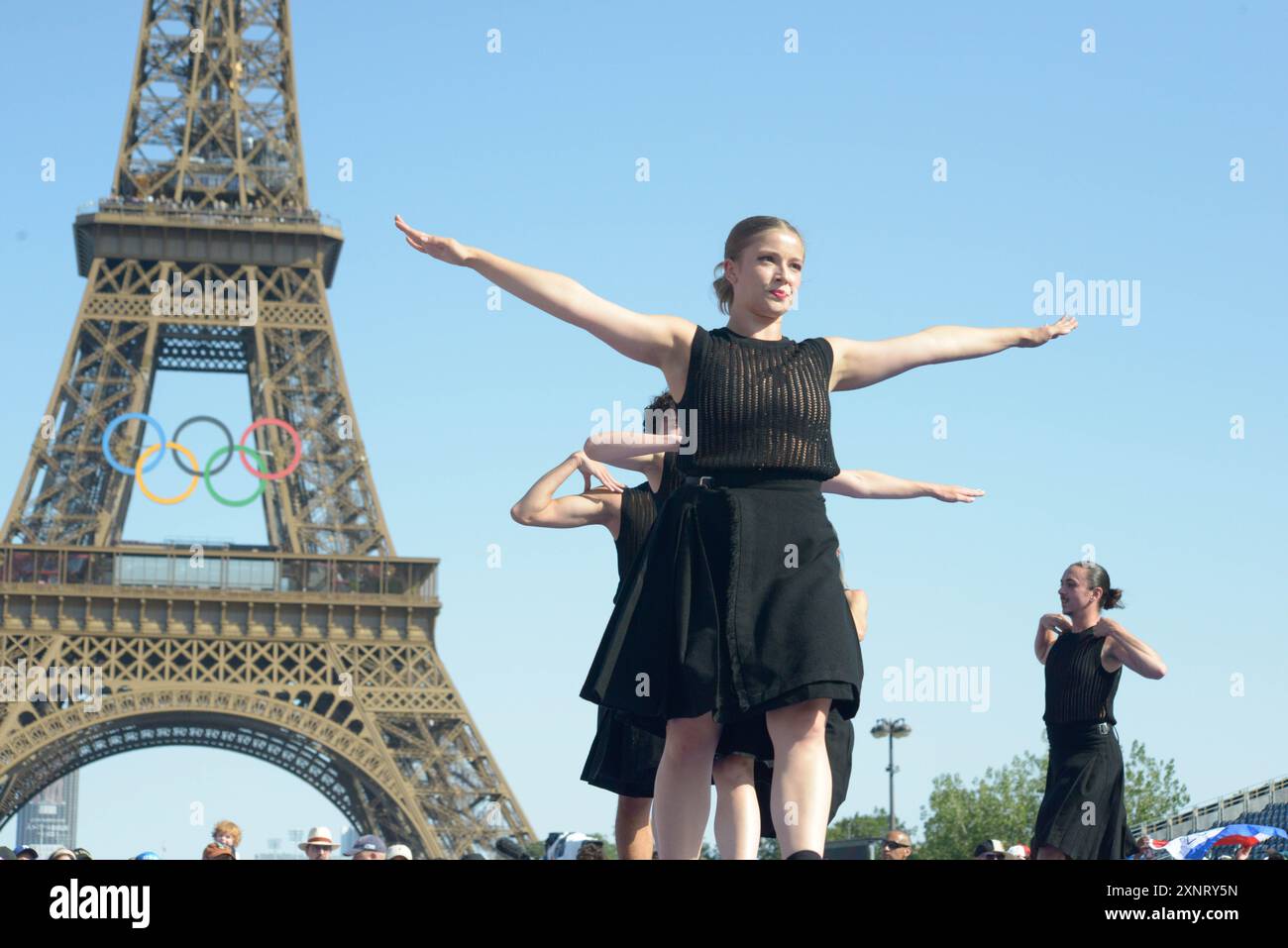 Défilé d'ouverture par le chorégraphe Angelin Preljocaj lors des célébrations au Champions Park, Jeux Olympiques Paris 2024 à Paris, France, juillet 29 2024 Banque D'Images