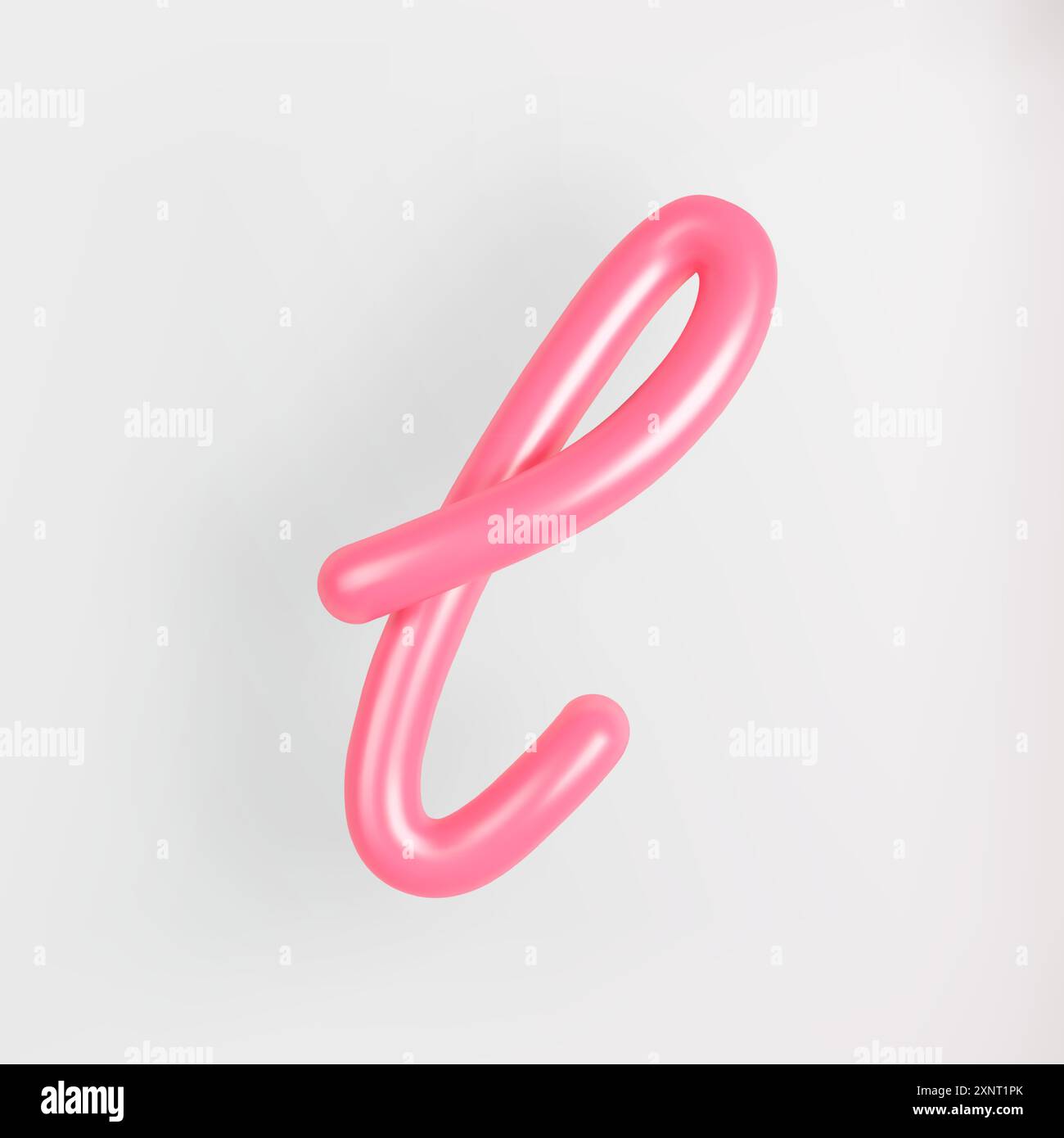 Script rose 3D lettre minuscule l sur fond clair. Cute Cursive Bubble typographie illustration vectorielle de symbole. Illustration de Vecteur