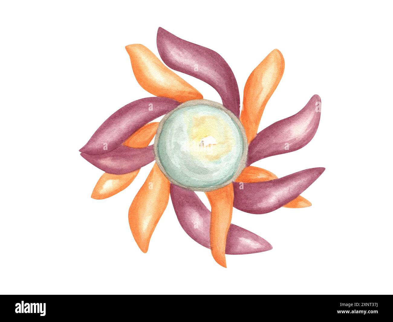 Bougie Diya en forme de fleur de nénuphar. Pétales vifs colorés de lotus. Lampe à feu Diwali. Vue de dessus du symbole religieux. Banque D'Images