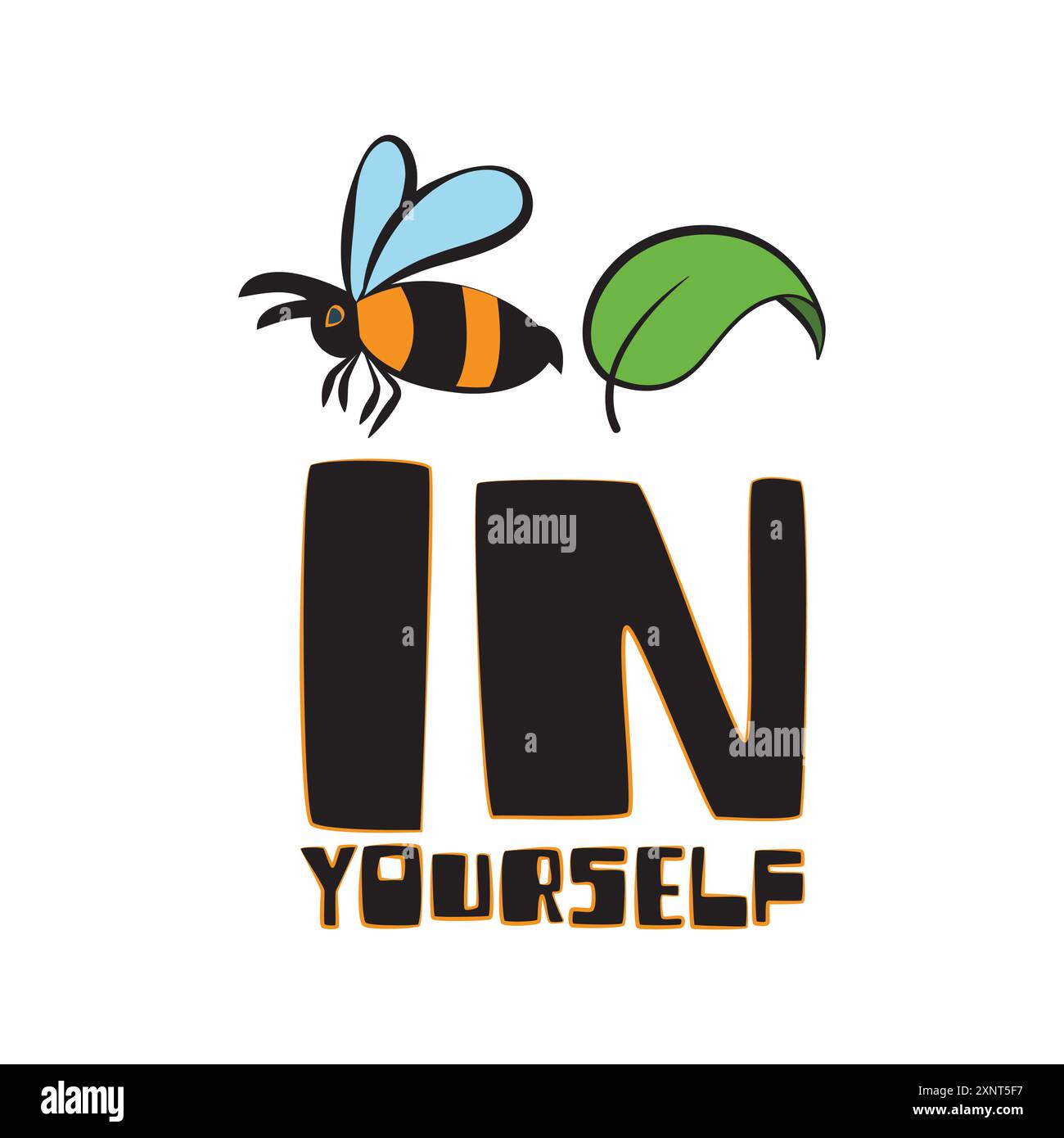 Abeille et une feuille avec une citation motivante inspirante croyez en vous. Illustration vectorielle pour tshirt, site Web, impression, clip art, affiche et prin Illustration de Vecteur