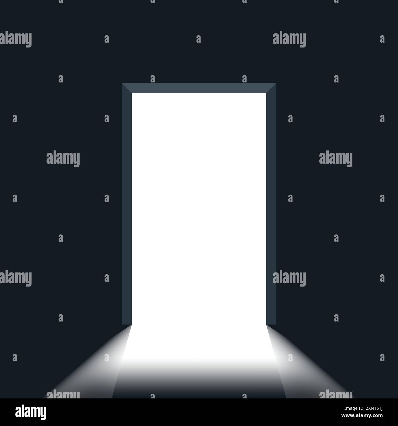 Ouvrez la porte avec l'icône de lumière dans le style plat. Illustration vectorielle de chambre sombre sur fond isolé. Concept d'affaires de signe d'entrée de porte. Illustration de Vecteur
