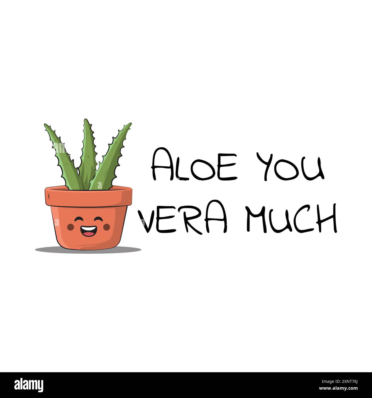 Plante mignonne d'aloe vera et citation drôle aloe vous vera beaucoup double ce qui signifie que je vous aime beaucoup. Illustration vectorielle pour tshirt POD merch Illustration de Vecteur