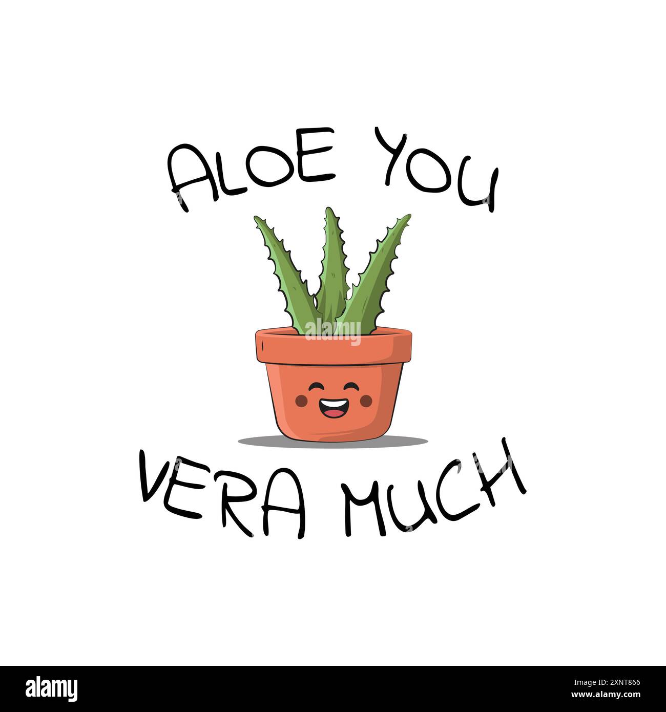 Plante mignonne d'aloe vera et citation drôle aloe vous vera beaucoup double ce qui signifie que je vous aime beaucoup. Illustration vectorielle pour tshirt POD merch Illustration de Vecteur