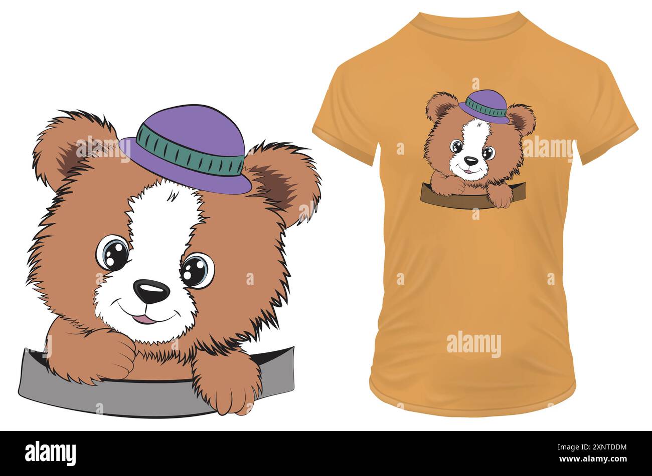 Mignon bébé ours dans la poche. Illustration vectorielle drôle d'ours en peluche dessinée à la main pour tshirt, site Web, impression, clip art, affiche et imprimer sur demande Illustration de Vecteur