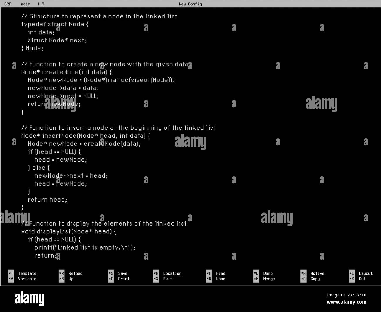 Système d'exploitation des années 90 avec terminal de codage avec fond noir, lignes de commande pour la programmation. Écran de maquette rétro pour vieux moniteurs en résolution 1024x768 avec format 4:3 Banque D'Images