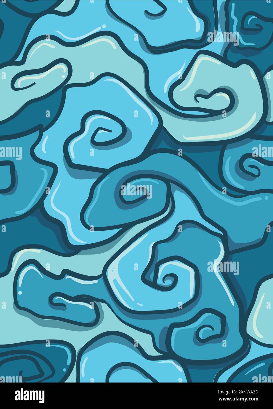 motif abstrait créatif de vagues de mer bleu dans tout en dehors de la ligne. illustration vectorielle de motif sans couture répétable abstraite Illustration de Vecteur
