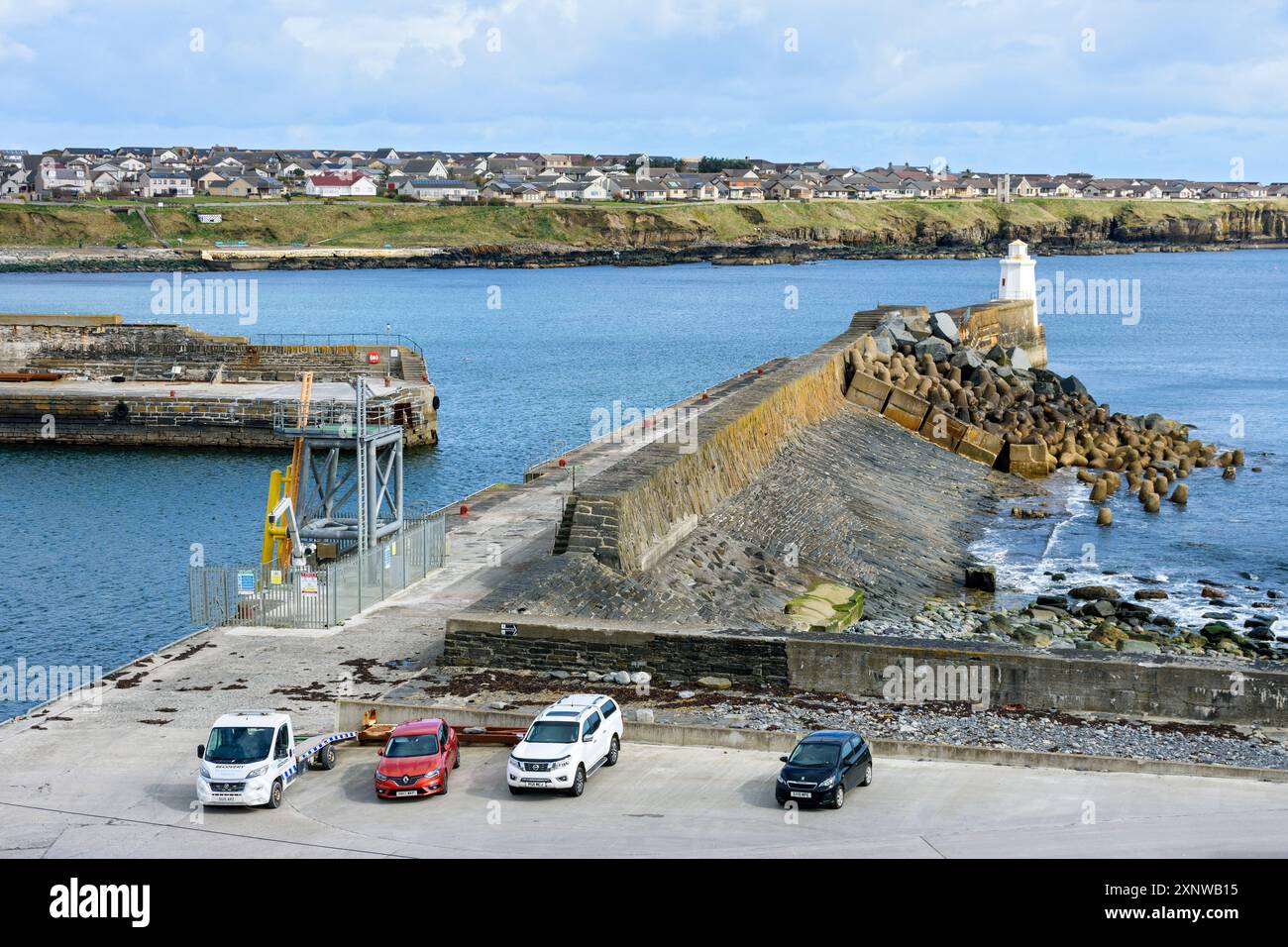The South Pier and Lighthouse (c.1905), Wick Harbour, Caithness, Écosse, Royaume-Uni, Banque D'Images