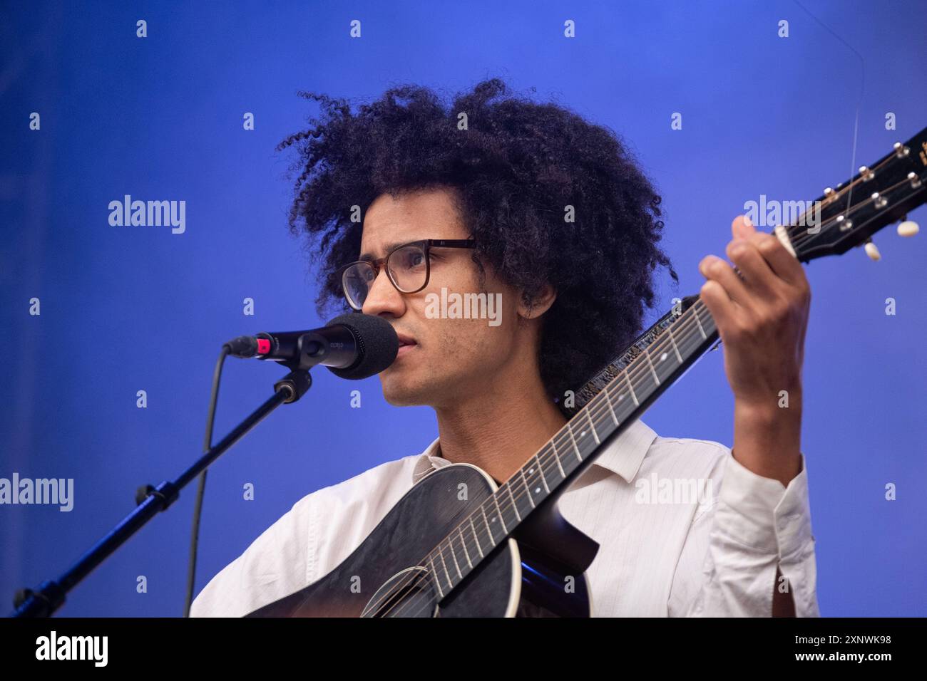 Trondheim, Norvège. 30 juillet 2024. La chanteuse, compositrice et musicienne norvégienne Beharie donne un concert à Olavsfestdagene 2024 à Trondheim. Banque D'Images