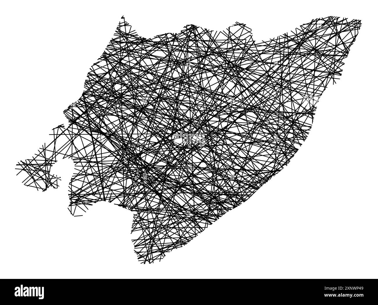 Symbole carte du Conseil régional Wellington (Nouvelle-Zélande) montrant l'état avec des lignes noires, croisées comme des bâtons Mikado ou une toile d'araignée Illustration de Vecteur