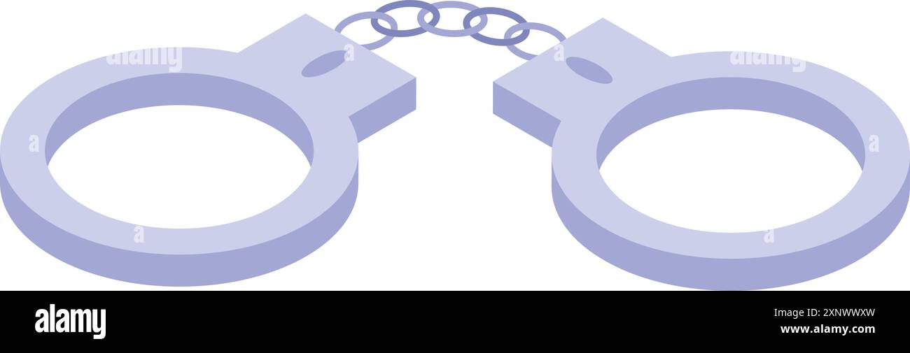 Menottes métalliques reliées par une chaîne reposant sur une vue isométrique de fond blanc Illustration de Vecteur
