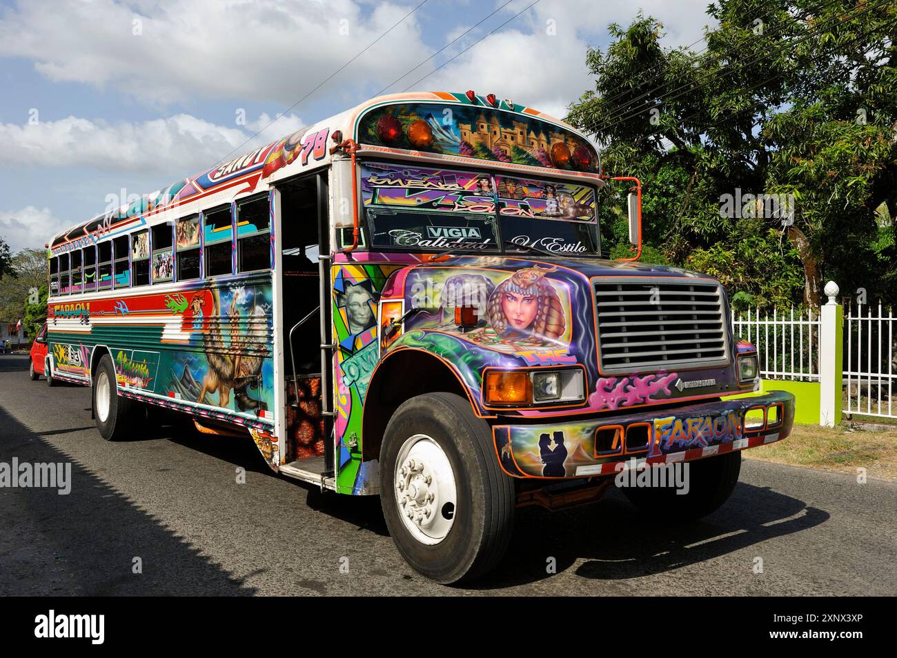Diablo Rojo (Diable Rouge) bus au Panama, Colon, République du Panama, Amérique centrale Banque D'Images