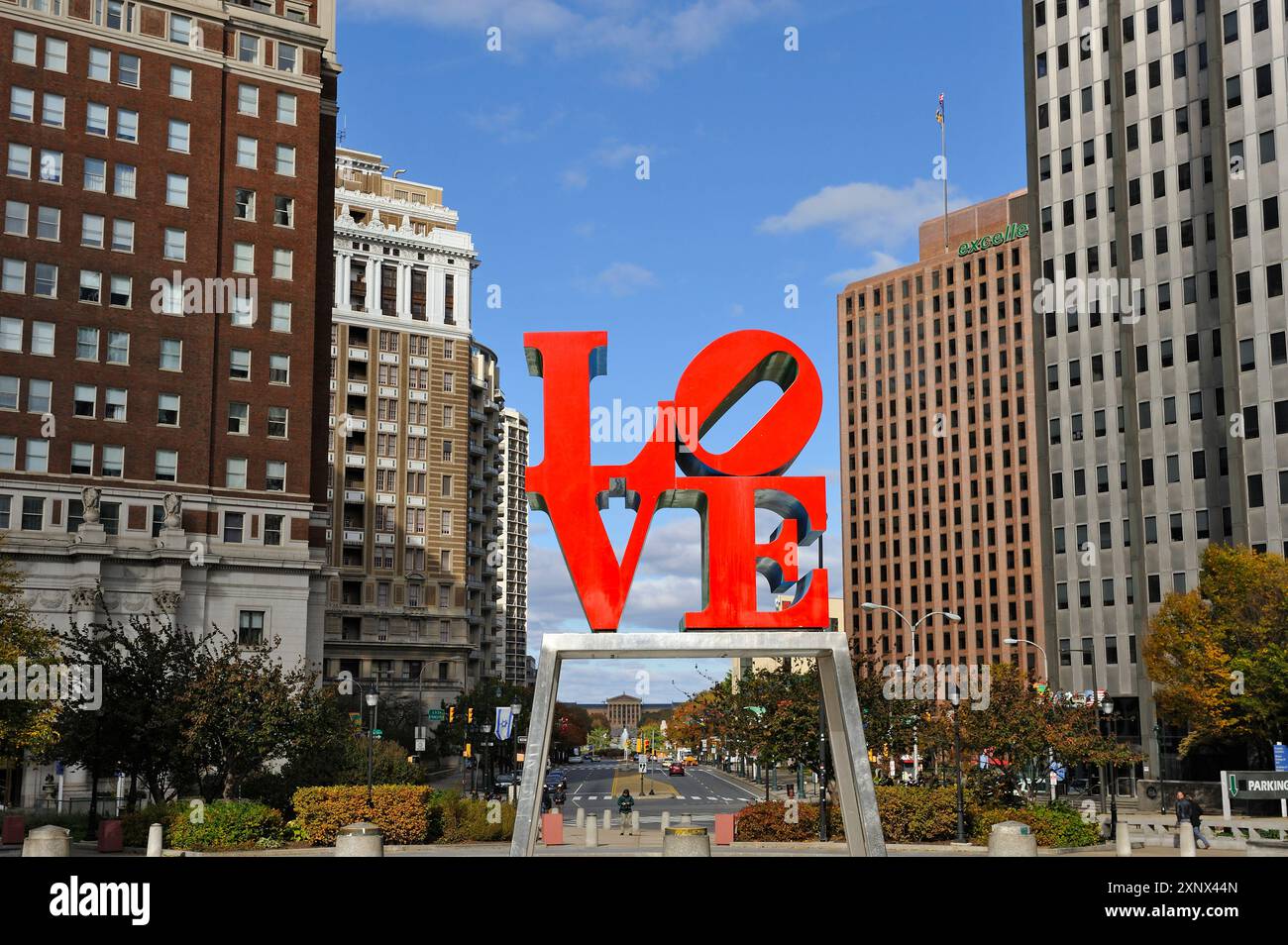 Sculpture d'amour par l'artiste Pop Art américain Robert Indiana à JFK Plaza, Philadelphie, Commonwealth de Pennsylvanie, États-Unis d'Amérique Banque D'Images