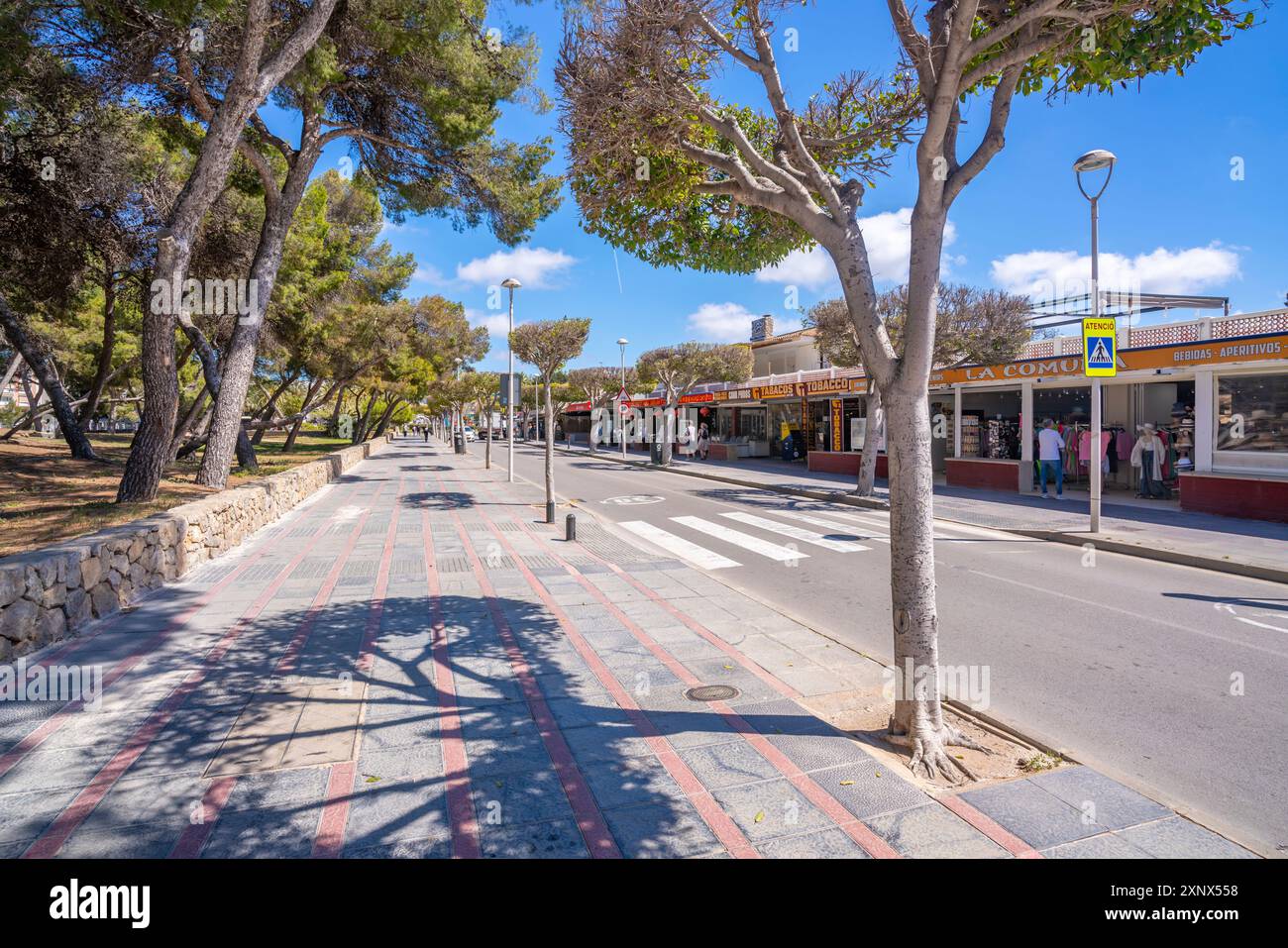 Vue des magasins à Santa Ponsa, Majorque, Îles Baléares, Espagne, Méditerranée, Europe Banque D'Images