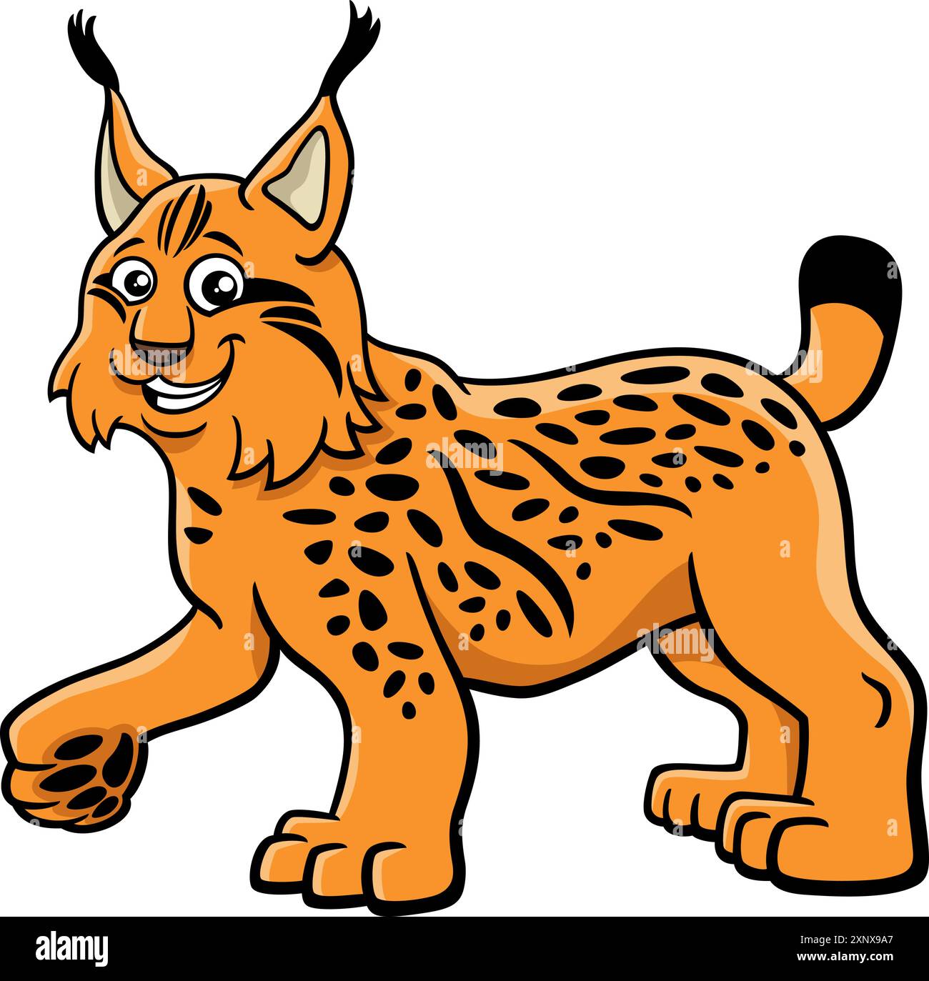 Illustration de dessin animé de lynx drôle de caractère animal sauvage Illustration de Vecteur