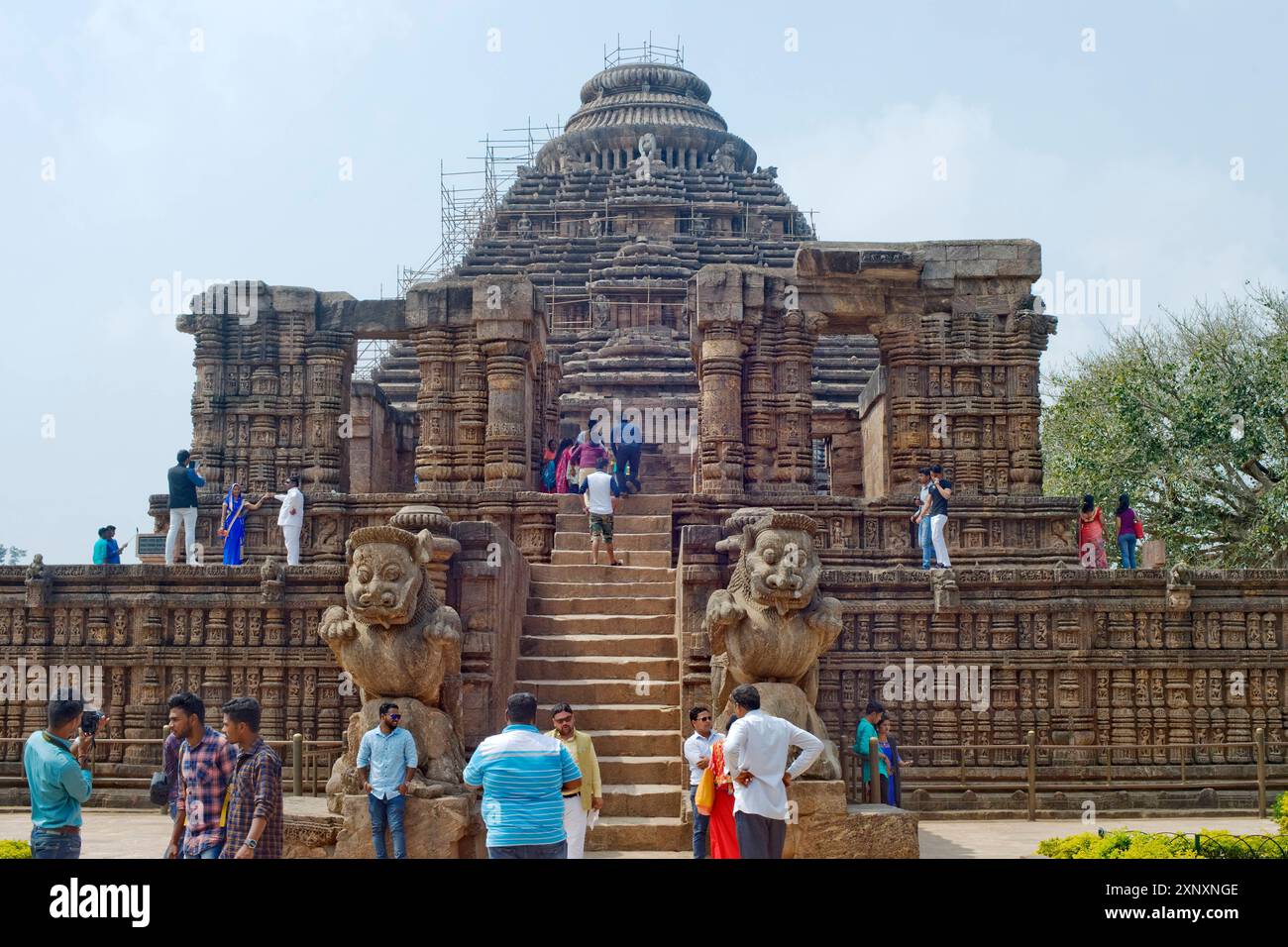 Le Temple du Soleil du milieu du XIIIe siècle, dédié à Surya, le Dieu Hindou du Soleil, construit comme un char à douze roues tiré par sept chevaux, UNESCO World He Banque D'Images