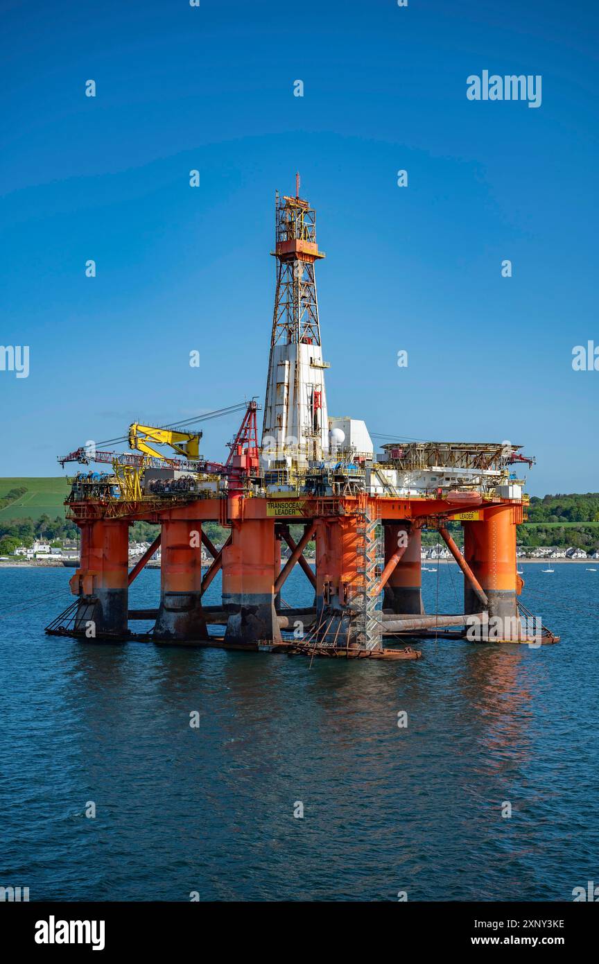 Plate-forme pétrolière Transocean leader à Invergordon pendant ciel dégagé, tir vertical Banque D'Images