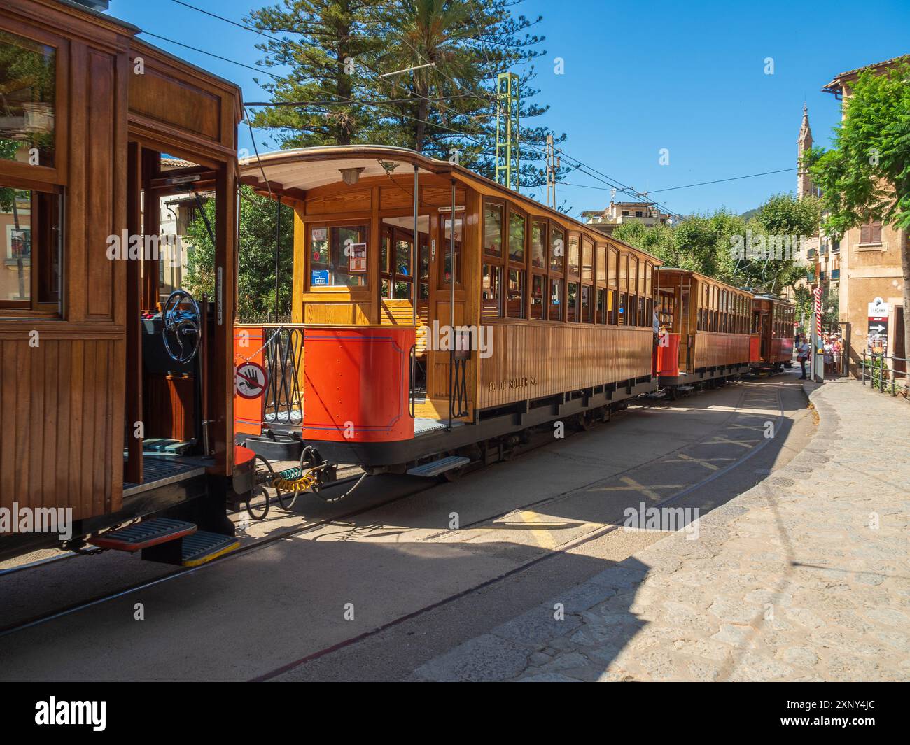 Tramway historique en bois à Soller, Majorque, Îles Baléares, Espagne Banque D'Images