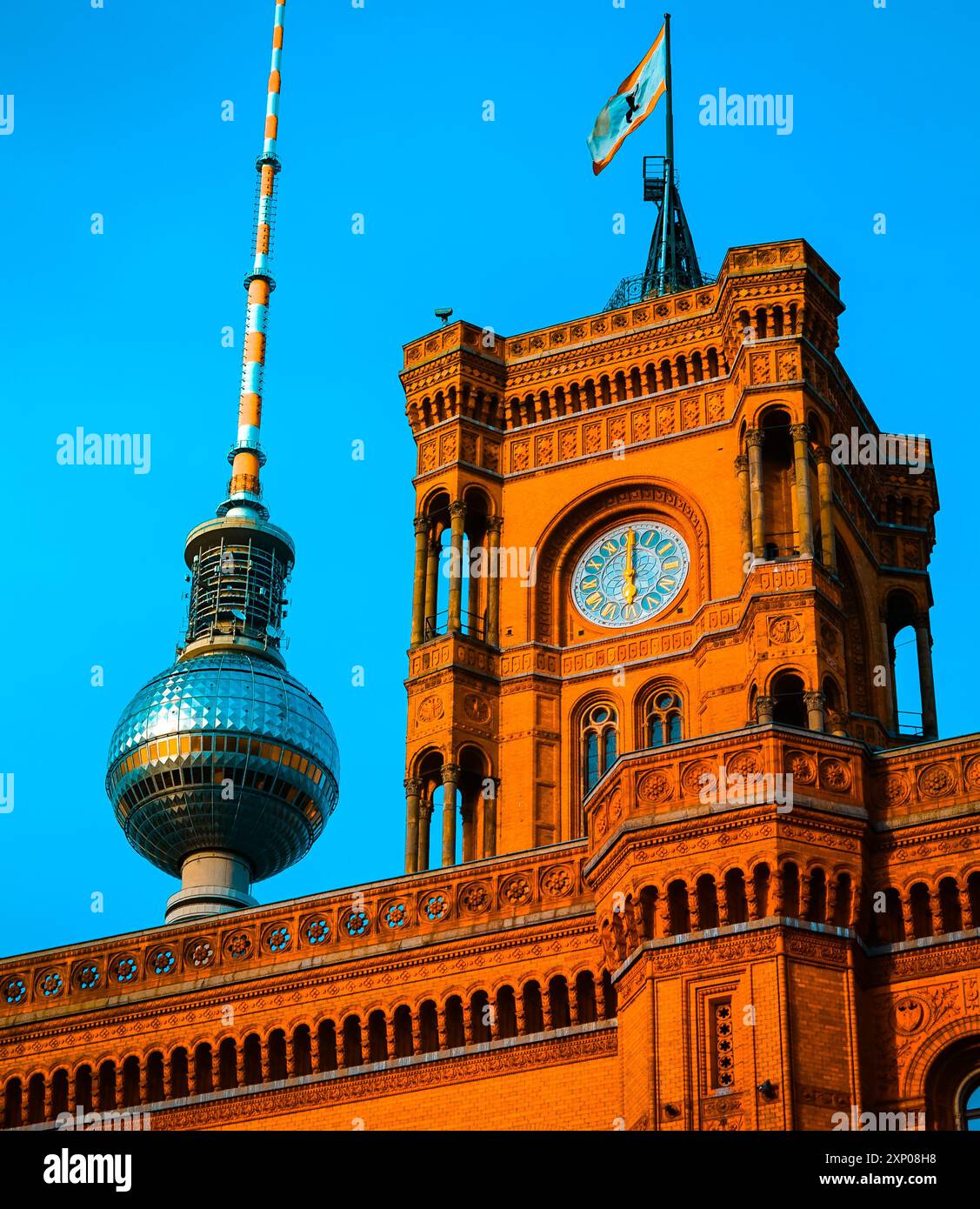 Mitte Berlin Fernsehturm Rathaus Banque D'Images