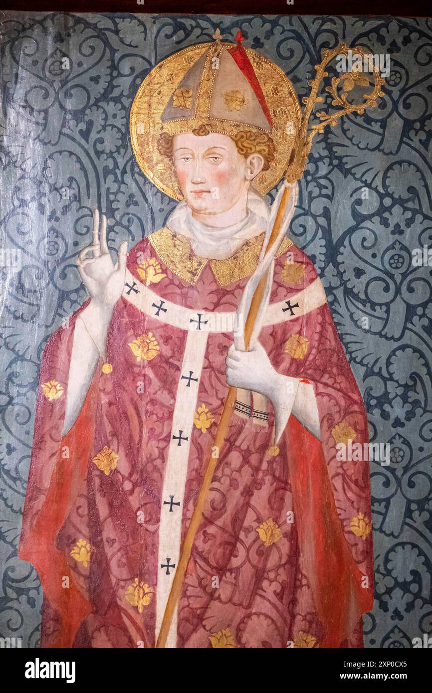 Saint Nicolau habillé en évêque, Gabriel Moger, 1407-1410, tempera sur bois, église Roser Vell, Majorque, Espagne Banque D'Images