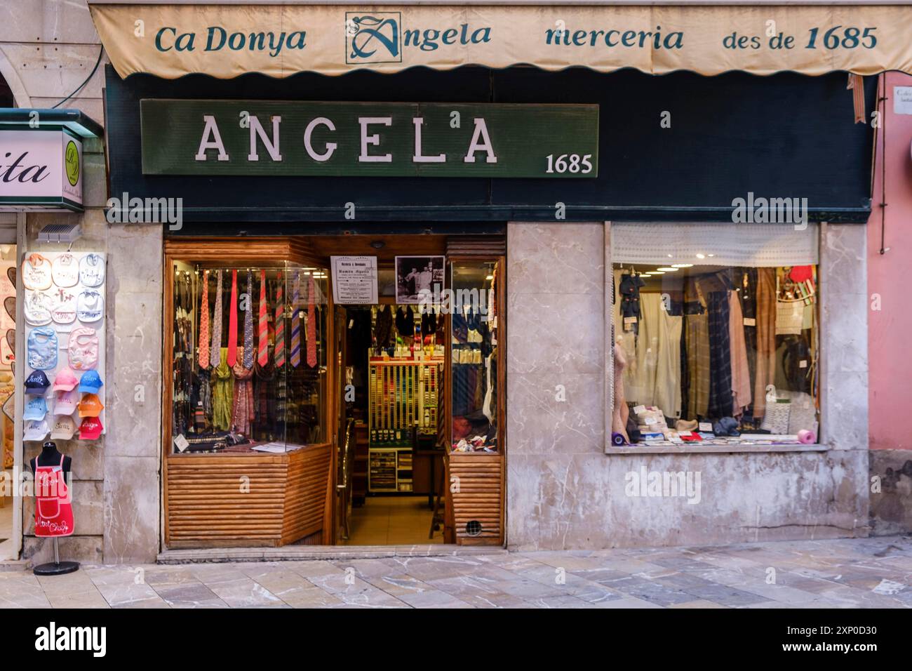 Angela haberdashery, fondée en 1685, Palma, Majorque, Iles Baléares, Espagne Banque D'Images