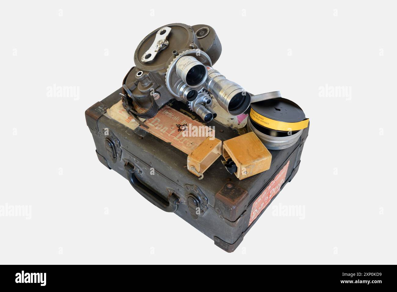 Vieille Bell et Howell 70DR 16mm caméra avec accessoires et étui Banque D'Images