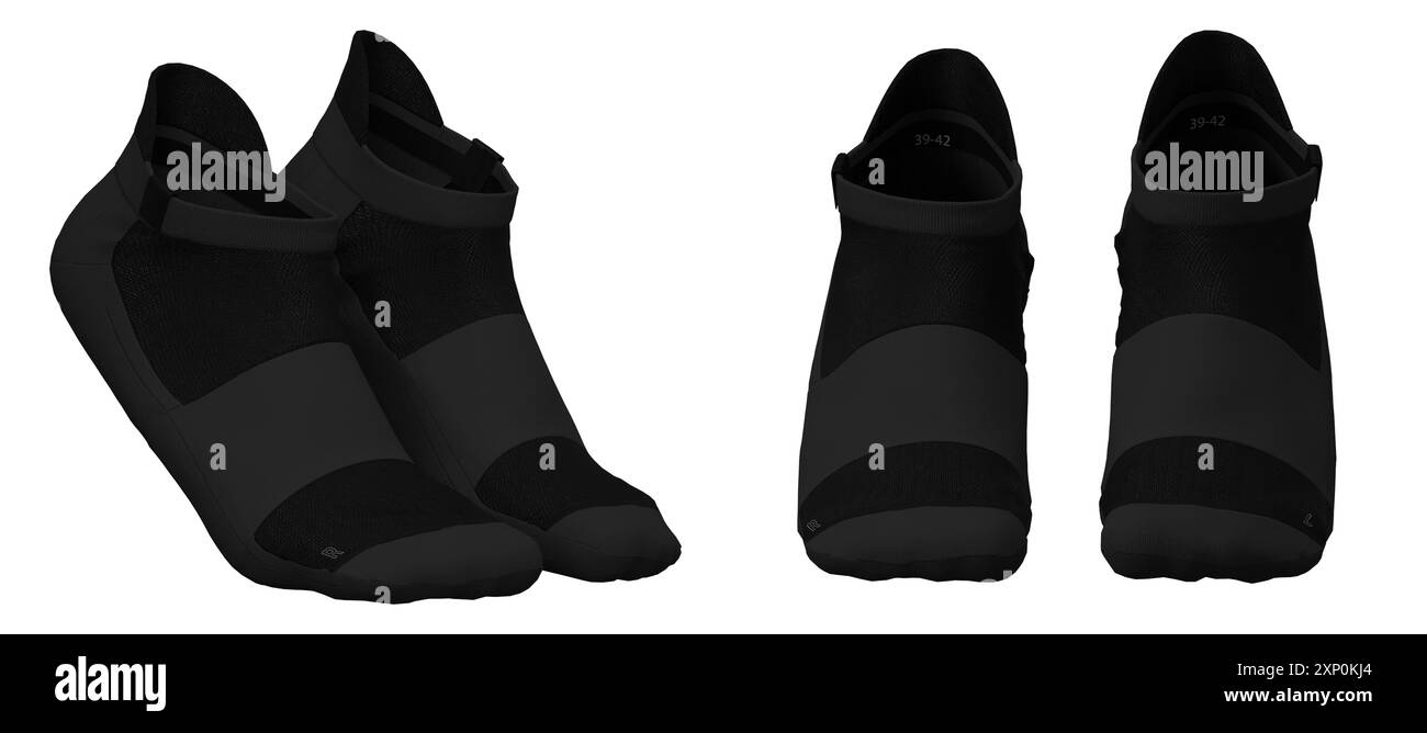 Chaussettes de sport noires avec des éléments de design subtils Banque D'Images